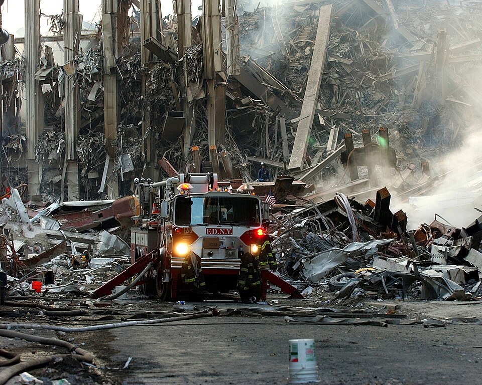 September 11 fire engine in the wreckage